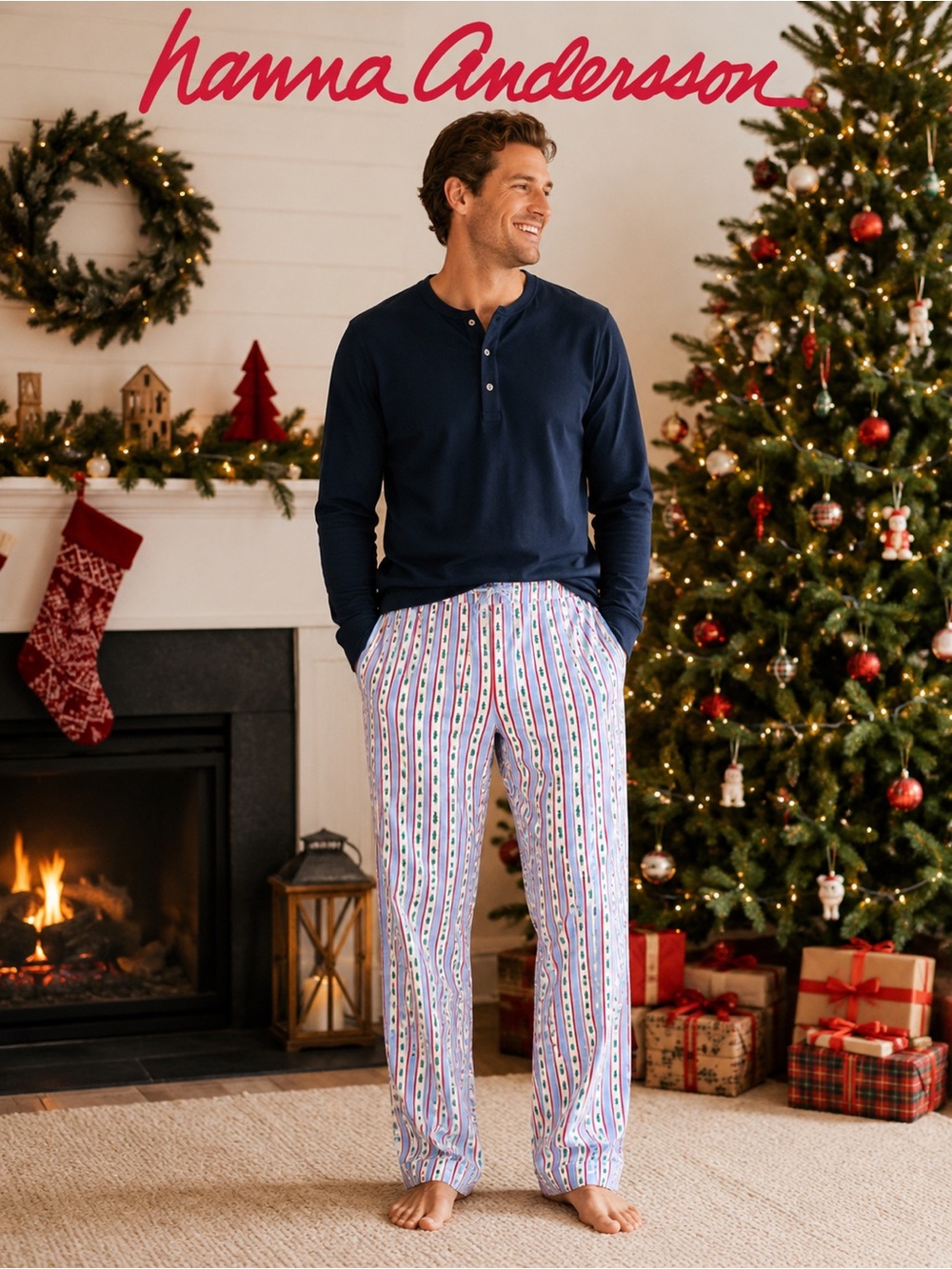 Hanna Andersson Holiday Christmas Tree Pajama Pants Unisex XXL NWOT